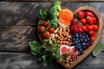 Protein and fats. chiken Fillet, Egg and Salmon Fish, Fruit, Vegetablea. Healthy Fod Selection with Protein. Diet Food Concept.	
