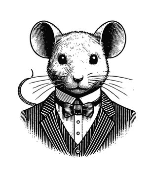 recommend clip art: mouse gentleman engraving black and white outline