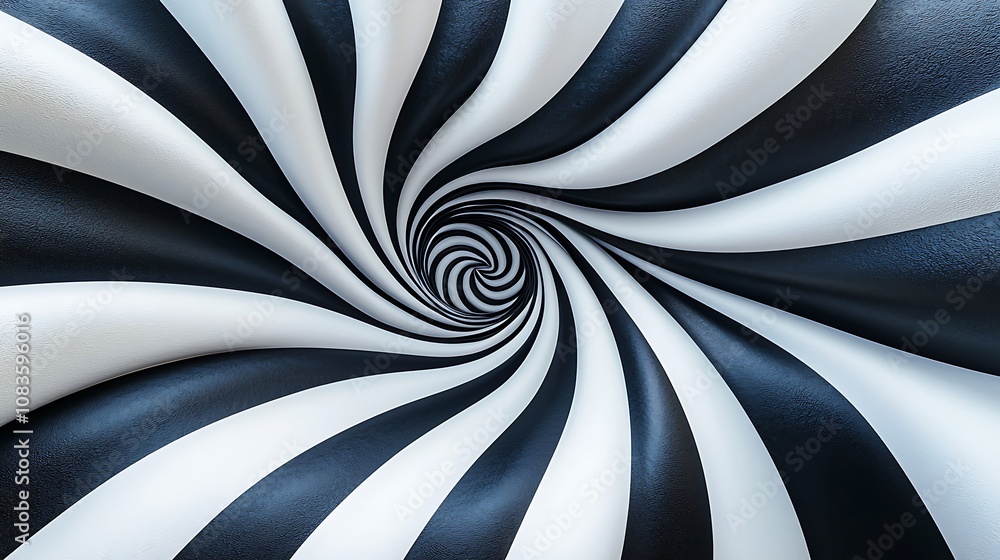 Poster dynamic black and white spiral pattern creating a sense of depth and movement, perfect for backgroun