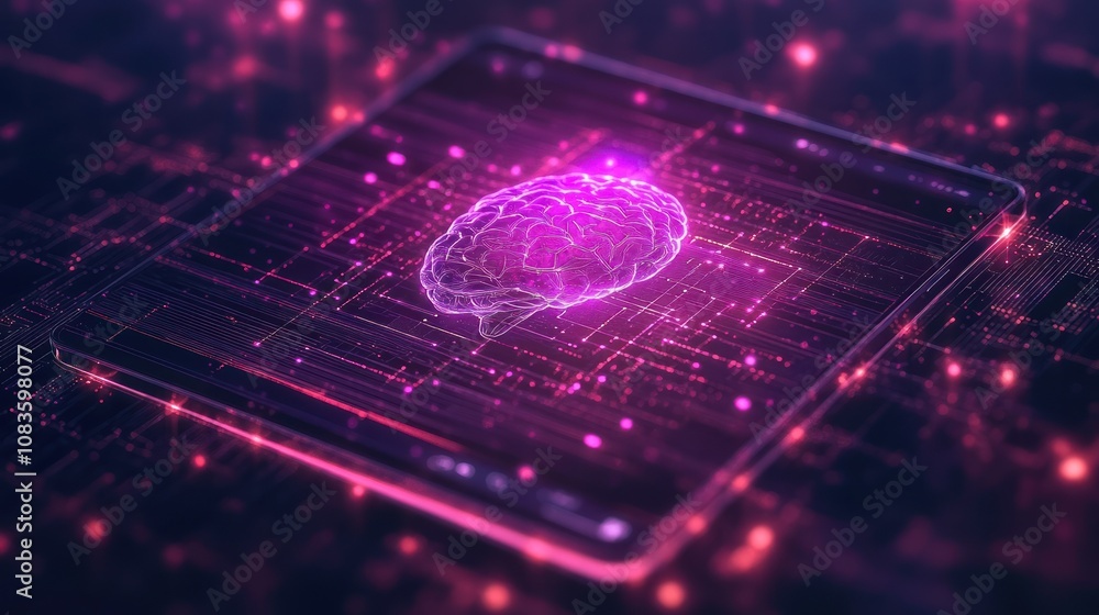 Aufkleber digital brain in a circuit board display