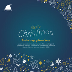 christmas greeting card for social media template