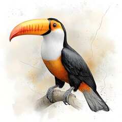Obraz premium The hand drawn toucan illustration features intricate linework and shading