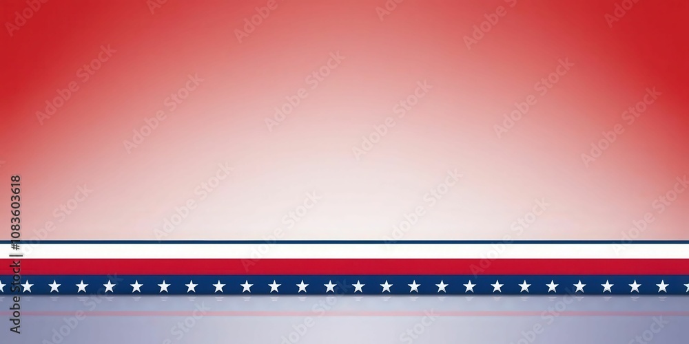 Poster a simple background featuring a red upper portion with a blue stripe adorned with white stars along 