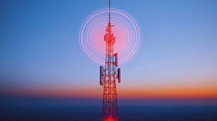 Radio waves tower connective network and signal waves . Communication tower produce radio wave. Harmful radio frequency for human.&nbsp;