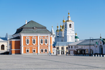 The ancient building of the city Magistrate in the urban landscape on a sunny September day. Arzamas