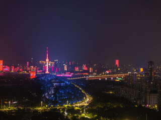 Fototapeta premium Night view of the landmark city on the two rivers and four banks of Wuhan, China