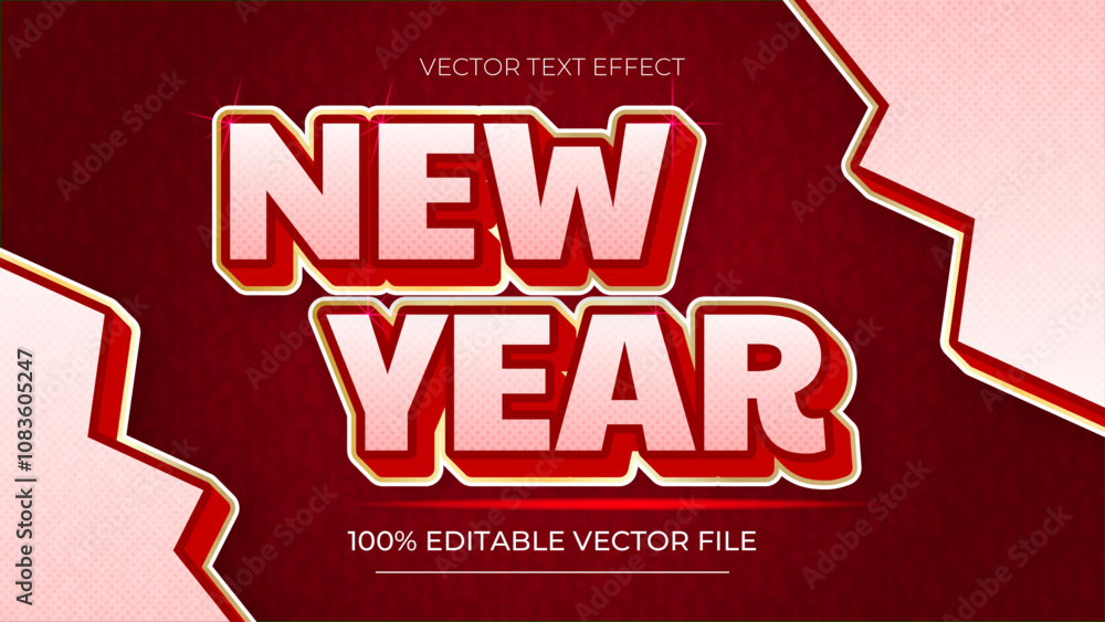 Poster new year editable text effect with red color style