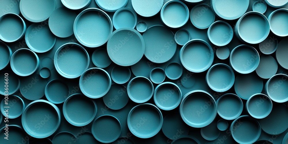 Poster Abstract Teal Circular Pattern with Textured Surfaces