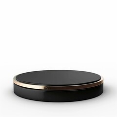 Black and gold podium presenting a sophisticated and minimalist display, perfect for showcasing products