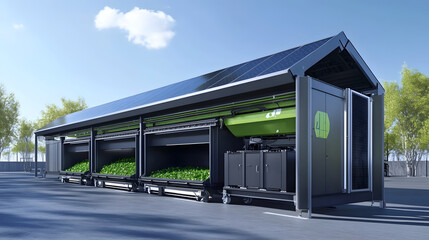 A solar-powered automated recycling system that uses solar energy to power sorting and processing equipment, enhancing recycling efforts in urban areas.