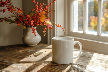 Close up of gray mug mockup isolated on white background view. Blank Mug. Blank product. Coffee cup mockup. Mug ceramic blank.
