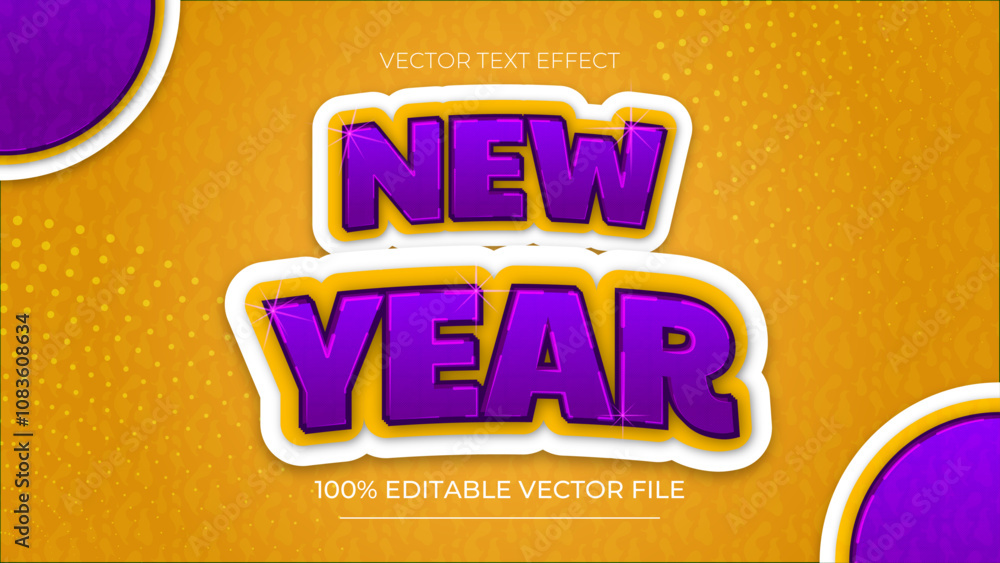 Poster New Year Day Editable Text Effect Emboss Gradient Style