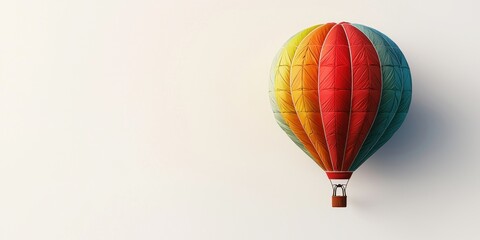 Colorful Hot Air Balloon with Basket Against White Background