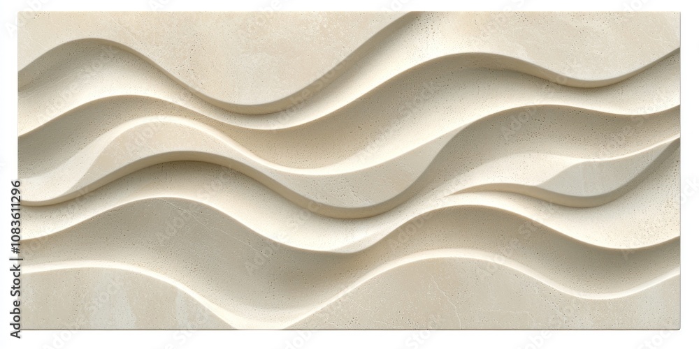 Poster a stone wall with carved wave patterns
