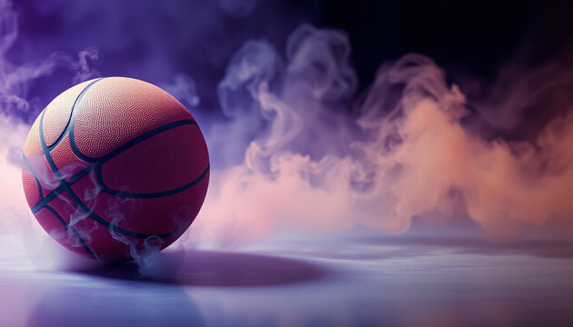 A basketball, suspended in the sky like a celestial sphere, symbolizes the global reach and competitive spirit of sports