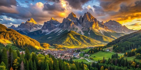 Fototapeta premium Panoramic Monte Cristallo, Dolomites, Italy, 4K, Aerial View, Stunning Scenery, Mountain Landscape, Breathtaking