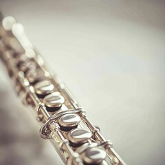 Obraz premium Close-up of a silver flute.