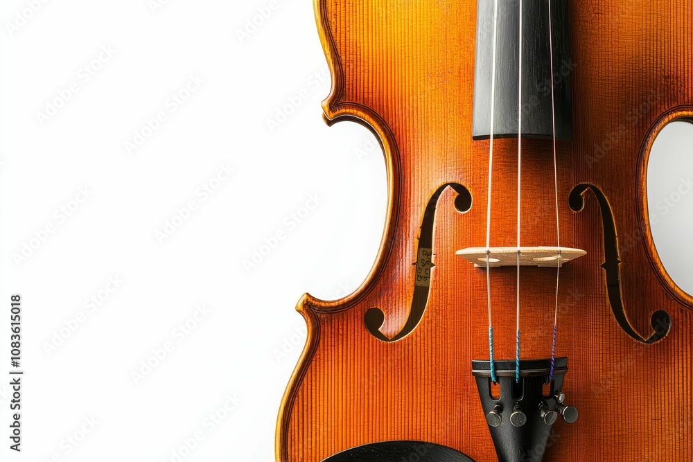Poster violin body with strings and sound hole.