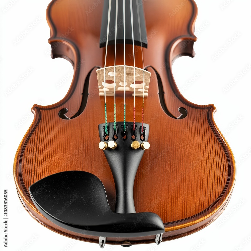 Poster brown violin with strings and pegs.