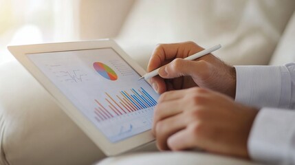A Person Analyzing Data on a Tablet with a Stylus