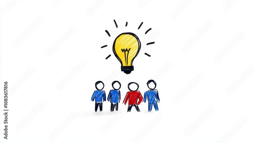 Poster innovative idea generation workshop with collaborative team creative environment digital illustratio
