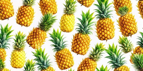 Fototapeta premium Pineapple Seamless Pattern Urban Exploration - Trendy Tropical Print