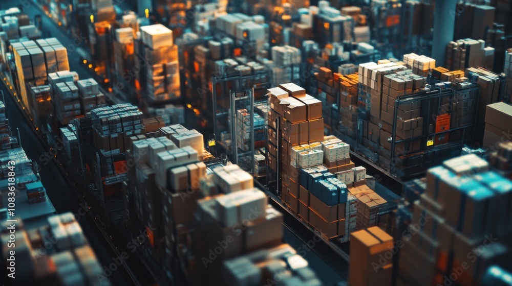 Poster e-commerce orders being sorted by destination in a distribution