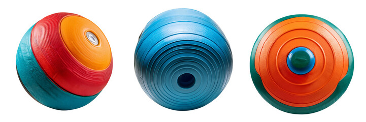 Colorful Exercise Balls for Fitness and Wellness, isolated on transparent background