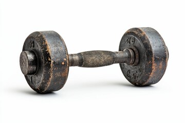 Fototapeta premium Old iron dumbbell isolated on white.