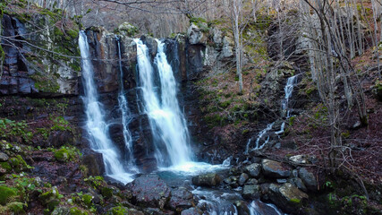 Corno alle Scale Regional Park Dardagna Waterfalls in Autumn with Variegated Colors