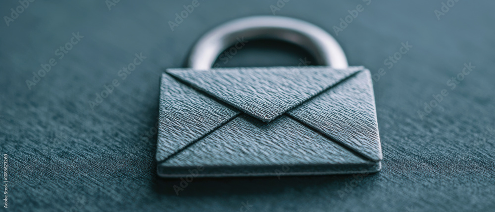 Poster a close-up view of a metallic email lock symbolizing digital security and protection of online commu