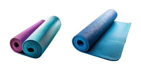 Colorful Yoga Mats for Fitness and Wellness, isolated on transparent background