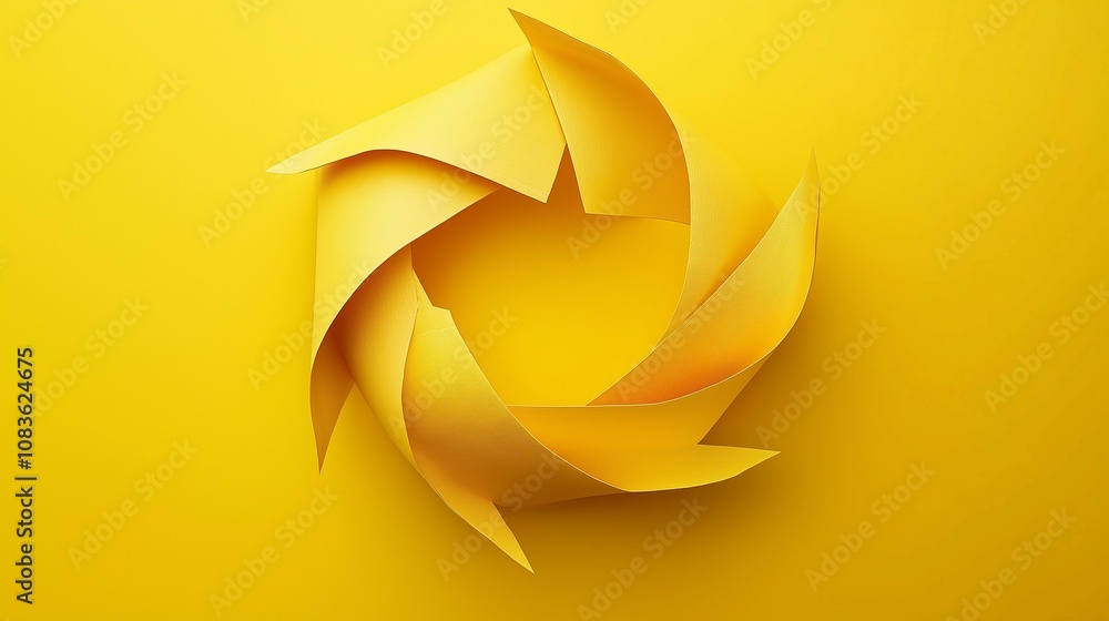 Aufkleber bright yellow abstract paper design featuring spiral shapes with dynamic movement and energetic vibe
