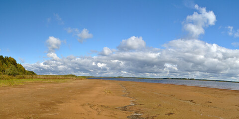 Summer fishing on the Rybinsk reservoir, nature.	
