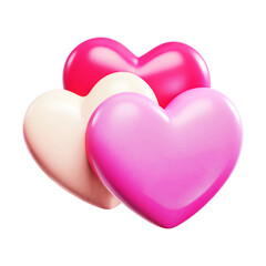 Fototapeta premium three hearts 3d cartoon style illustration