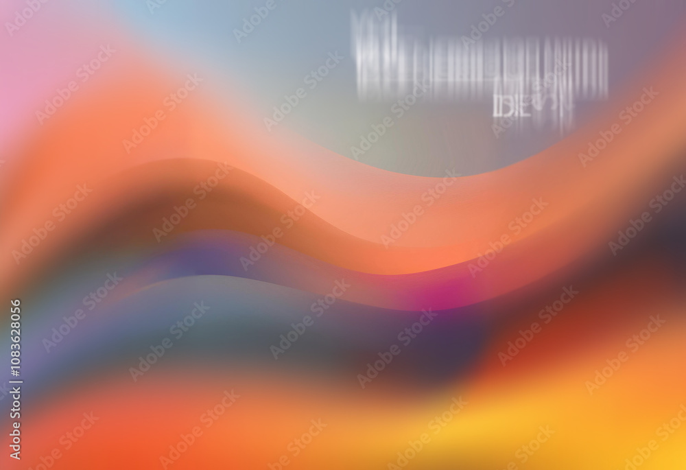 Poster abstract image with blurred, wavy lines in warm and cool tones. colors blend seamlessly, creating a 