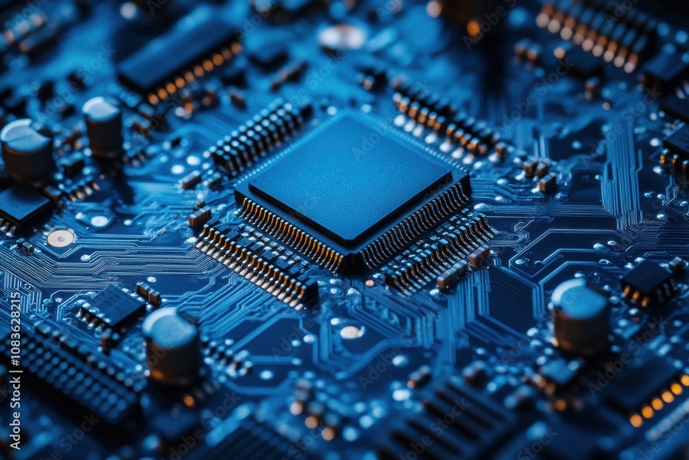 Poster the setup displays a detailed arrangement of gears alongside a microprocessor on a blue circuit boar