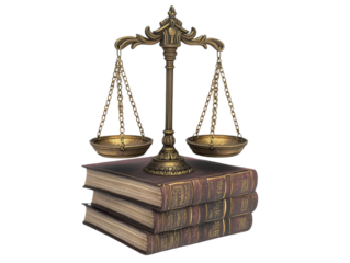Scales of Justice on Stack of Law Books, Symbolizing Legal Balance and Fairness