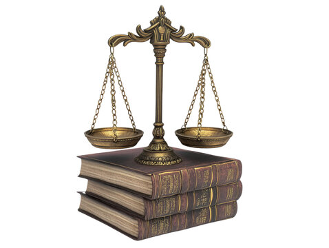 Scales of Justice on Stack of Law Books, Symbolizing Legal Balance and Fairness