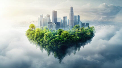 Obraz premium A city floating in the air