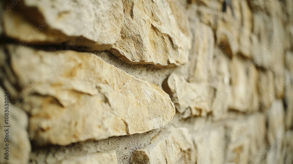 Poster natural stone wall texture with rough surface ideal for backgrounds and architectural projects, show