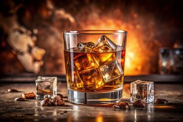 Vintage Whiskey Glass with Ice - AI Photography