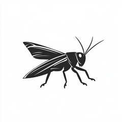 Obraz premium Black cricket on a white isolated background.