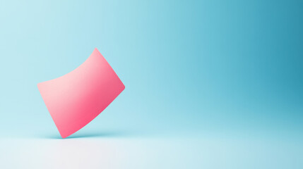 Abstract Illustration of a Curved Pink Post-it Note Floating in an Elegant Blue Background for Creative and Business Design Projects