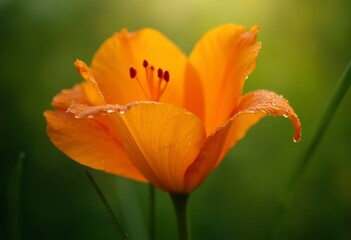 Fototapeta premium Close-up of an orange flower with soft, blurred background