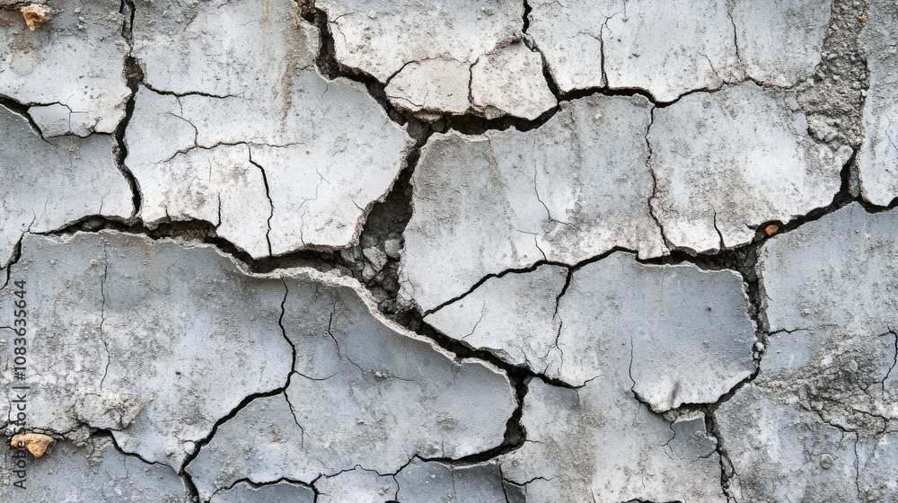 Poster dry clay surface with cracks and textured details, showing natural erosion patterns and weathering e