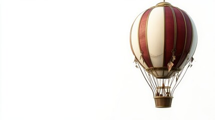 Obraz premium Vintage hot air balloon in flight, white isolated background.