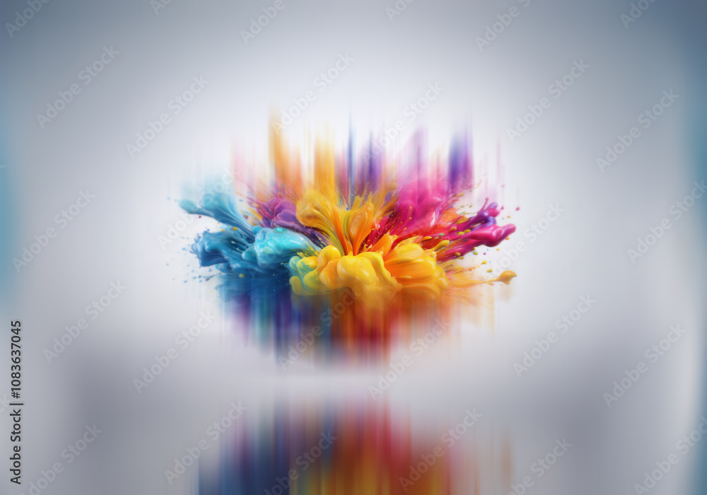 Poster a vibrant explosion of colorful paint, creating a dynamic and abstract composition.