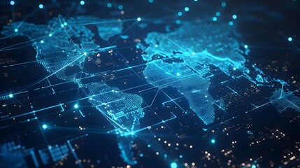 worldwide network connection, digital art illustration, Generative AI