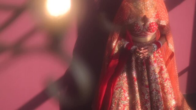 A Slow Motion Shot of an Indian Bride showing her Bridal Jewellery at her Indian Wedding in India
